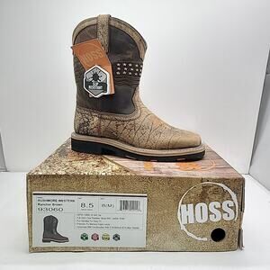 Hoss Mens Rushmore Western Brown Cowboy, Western Boots 8.5 M Flag Leather New